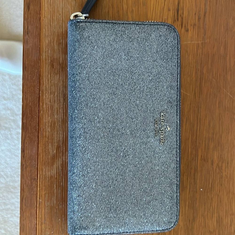 Kate spade silver/ blue sparkle wallet in excellent condition smoke & pet free